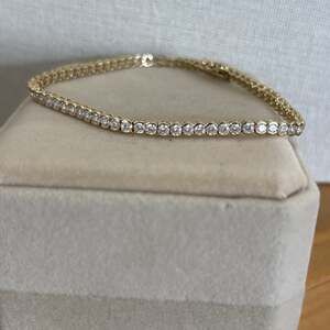 14K Yellow Gold Diamonique CZ Classic Tennis Bracelet  7.5" Approx 5-6 tcw  7.8g